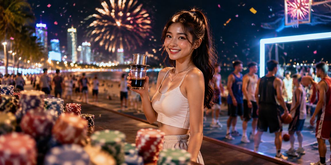 Người dùng Phan Thiết ngồi quán cà phê nhận ưu đãi khuyến mãi và theo dõi trận bóng rổ
